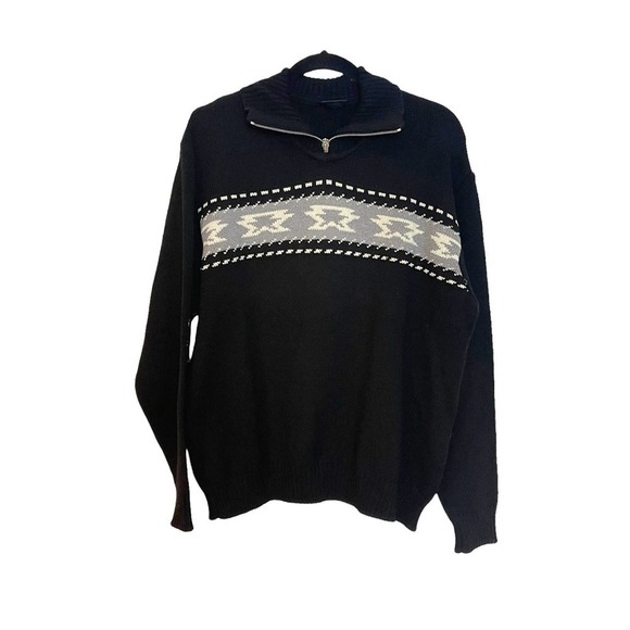 Bogner Quarter Zip Pullover Aztec Print Knit Tricote Sweater Men's Size Medium - Picture 1 of 11